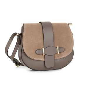 Geanta dama de umar din piele naturala DiAmanti Fabrice Taupe Inchis